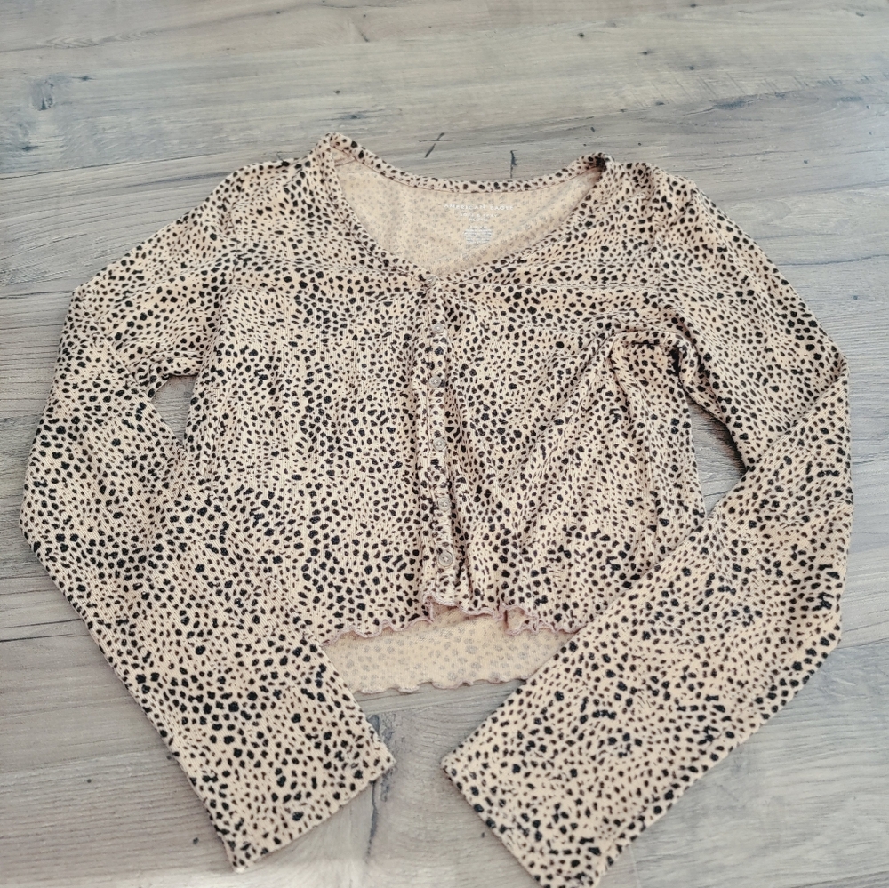 American Eagle Leopard Print Long Sleeve Top Size Small
